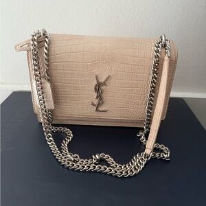 Saint Laurent Sunset Crossbody crocodile embossed leather bag